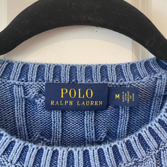 Polo by Ralph Lauren Blue Cable Knit Sweater - Picture 3 of 7